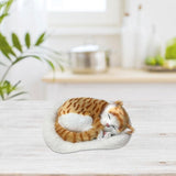 Realistic Sleeping Cat Toy Breathing Cat Stuffed Animal Doll with Mat Plush Toys for Children Home Ornament