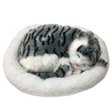 Realistic Sleeping Cat Toy Breathing Cat Stuffed Animal Doll with Mat Plush Toys for Children Home Ornament In Australia - Darrahopens