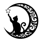 Cute Black Cats Moon Metal Sign Arts Wall Hanging Pendant Decorations for Windows Doors Mantelpieces In Australia - Darrahopens