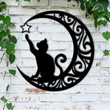 Cute Black Cats Moon Metal Sign Arts Wall Hanging Pendant Decorations for Windows Doors Mantelpieces In Australia - Darrahopens