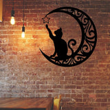 Cute Black Cats Moon Metal Sign Arts Wall Hanging Pendant Decorations for Windows Doors Mantelpieces In Australia - Darrahopens