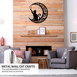 Cute Black Cats Moon Metal Sign Arts Wall Hanging Pendant Decorations for Windows Doors Mantelpieces In Australia - Darrahopens