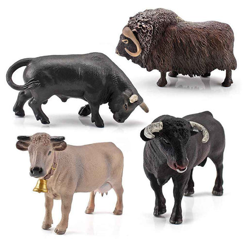 4 Pcs Simulation Farm Cow Cattle Ox Bull Figurine PVC Farm Animal Model Action Figure Home Decoration Kids Educational Toy In Australia - Darrahopens