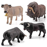 4 Pcs Simulation Farm Cow Cattle Ox Bull Figurine PVC Farm Animal Model Action Figure Home Decoration Kids Educational Toy In Australia - Darrahopens