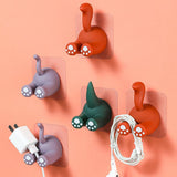 Cute Cartoon Animal Tail Wall Hooks Multi Purpose Sticky Hooks for Hanging Toothbrush Shower Home Wall Organizer