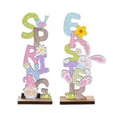 2 Pcs Easter Decorations Wooden Bunny Letter Printing Crafts Ornament Easter Decor for Home Table Party Arrangement Kids Gift In Australia - Darrahopens