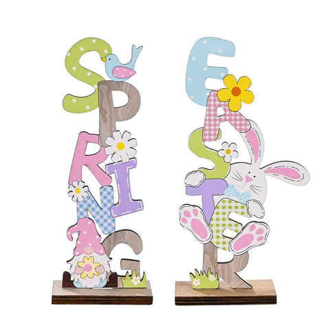 2 Pcs Easter Decorations Wooden Bunny Letter Printing Crafts Ornament Easter Decor for Home Table Party Arrangement Kids Gift In Australia - Darrahopens