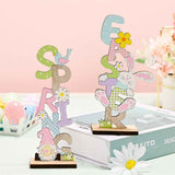 2 Pcs Easter Decorations Wooden Bunny Letter Printing Crafts Ornament Easter Decor for Home Table Party Arrangement Kids Gift In Australia - Darrahopens