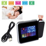 Projection Alarm Clock 180 Degree Adjustable Digital Projector Clock with Weather Station and Temperature Humidity LED Color Screen Perpetual Calendar Clock In Australia - Darrahopens