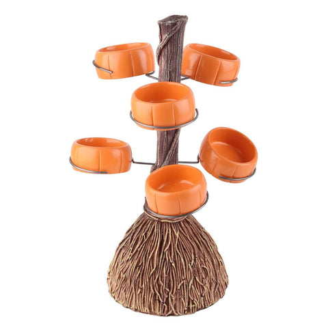 Snack Bowl Holder Halloween Pumpkin Snack Bowl Rack Witch Broom Decor Dessert Bowl Stand for Dining Table In Australia - Darrahopens