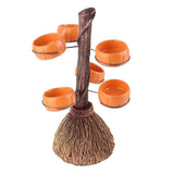 Snack Bowl Holder Halloween Pumpkin Snack Bowl Rack Witch Broom Decor Dessert Bowl Stand for Dining Table