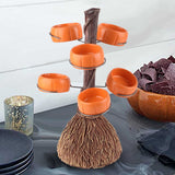 Snack Bowl Holder Halloween Pumpkin Snack Bowl Rack Witch Broom Decor Dessert Bowl Stand for Dining Table