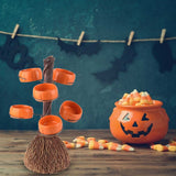 Snack Bowl Holder Halloween Pumpkin Snack Bowl Rack Witch Broom Decor Dessert Bowl Stand for Dining Table
