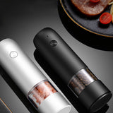 Electric Pepper Grinder Black Usb Charging High Hardness Wear Resistant Automatic Pepper Mill Grinder For Kitchen Restaurant
