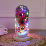 Preserved Flower Glass Dome Artificial Simulation Sunflower with LED Light for Valentine's Day Mother's Day Gift