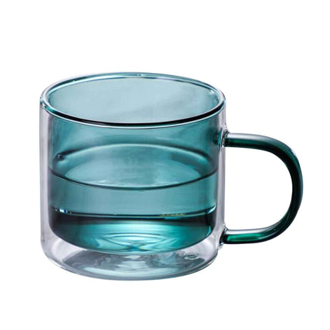 Double Walled Insulated Glass Mug Colorful Transparent Mug with Handle Coffee Cup In Australia - Darrahopens