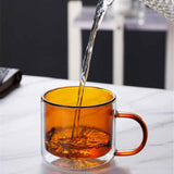 Double Walled Insulated Glass Mug Colorful Transparent Mug with Handle Coffee Cup In Australia - Darrahopens
