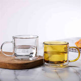 Double Walled Insulated Glass Mug Colorful Transparent Mug with Handle Coffee Cup