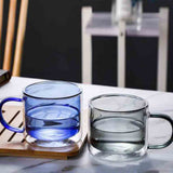 Double Walled Insulated Glass Mug Colorful Transparent Mug with Handle Coffee Cup