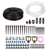 30m Drip Irrigation Kit Tubing Hose Nozzles Adapters Valves Drippers Set Garden Watering System