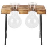 Desktop Glass Planter Wooden Stand Bulb Glass Vase Hydroponics Plant Planter for Home Office Garden2 Bottle In Australia - Darrahopens