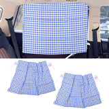 2Pcs Grid Design Anti Ultraviolet Car Curtain Side Car Window Sun Shade with Suction CupBlue Grid