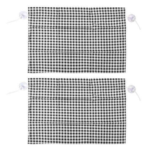 2Pcs Grid Design Anti Ultraviolet Car Curtain Side Car Window Sun Shade with Suction CupBlack Grid