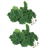 2PCS Artificial Water Plant Simulation Vine Lifelike Plastic Leaves Decoration with Suction Cup for Fish TankMonstera Leaves