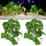 2PCS Artificial Water Plant Simulation Vine Lifelike Plastic Leaves Decoration with Suction Cup for Fish TankWatermelon Leaves