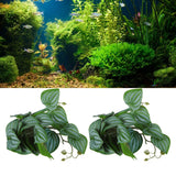 2PCS Artificial Water Plant Simulation Vine Lifelike Plastic Leaves Decoration with Suction Cup for Fish TankWatermelon Leaves