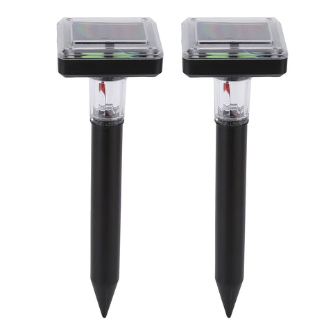 2Pcs Mole Repellent LED Ultrasonic Solar Powered Safe Portable Sturdy Durable Vole Repeller for Hotel Villa Garden