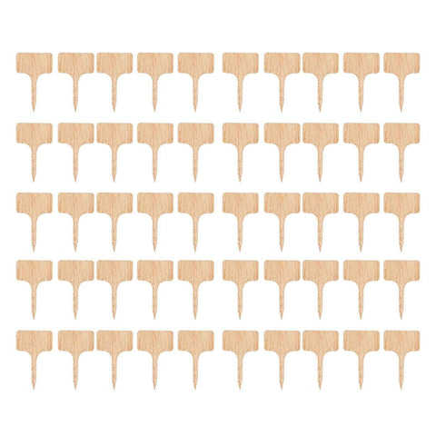 50PCS Bamboo Plant Labels T Type Wooden Plant Sign for Seed Potted Herbs Flowers Vegetables In Australia - Darrahopens