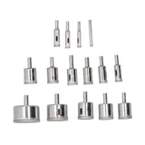 15Pcs/Set 6‑50mm Diamond Drill Bit Kit Ceramic Marble Hole Opener for Glass Wood Brick Tank