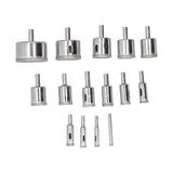 15Pcs/Set 6‑50mm Diamond Drill Bit Kit Ceramic Marble Hole Opener for Glass Wood Brick Tank