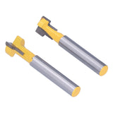 2Pcs 1/4 Shank Woodworking Cutter T Shaped High Speed Steel 9.52mm 12.7mm Woodworking Milling Cutter for Wood Cutting