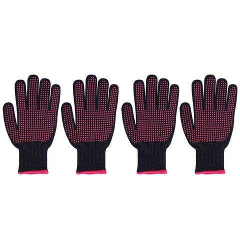 4Pcs Heat Resistant Gloves High Temperature Resistant Anti Scalding Mitts with Silicone BumpsRose Red Silicone Rose Red Edge