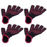 4Pcs Heat Resistant Gloves High Temperature Resistant Anti Scalding Mitts with Silicone BumpsRose Red Silicone Rose Red Edge