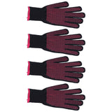 4Pcs Heat Resistant Gloves High Temperature Resistant Anti Scalding Mitts with Silicone BumpsRose Red Silicone Rose Red Edge