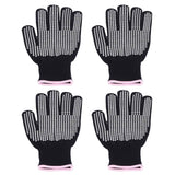 4Pcs Heat Resistant Gloves High Temperature Resistant Anti Scalding Mitts with Silicone BumpsWhite Silicone Pink Edge