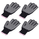 4Pcs Heat Resistant Gloves High Temperature Resistant Anti Scalding Mitts with Silicone BumpsWhite Silicone Pink Edge