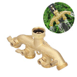 G3/4 4 Way Hose Splitter Brass Garden Hose Faucet Adapter Joint Connector Irrigation Accessory