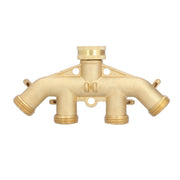 G3/4 4 Way Hose Splitter Brass Garden Hose Faucet Adapter Joint Connector Irrigation Accessory