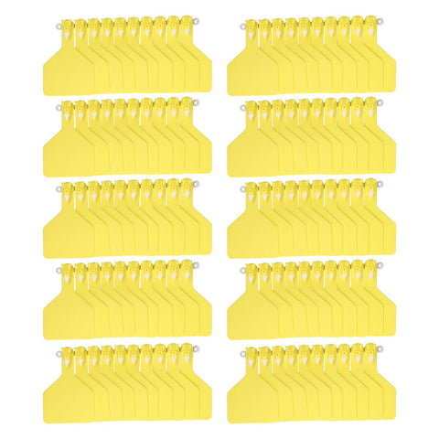 100Pcs Plastic Integrated Ear Tag Kit Livestock Farm Ear Label Tag for Cow Cattle Identification Yellow