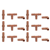 18Pcs Irrigation Fittings Kit Brown Water Barbed Coupling Connecter for 16mm Pipes In Australia - Darrahopens