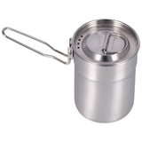 Outdoor Coffee Maker Cup 1L Camping Cooking Pot with Foldable Handle Lid for Hiking