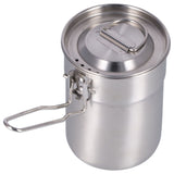 Outdoor Coffee Maker Cup 1L Camping Cooking Pot with Foldable Handle Lid for Hiking