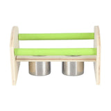 Parrot Wood Stand with 2 Stainless Steel Feeding Cup Playstand Training Toy for Outdoor Gardening