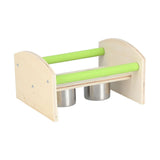 Parrot Wood Stand with 2 Stainless Steel Feeding Cup Playstand Training Toy for Outdoor Gardening