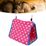 Bird Bed Foldable Portable Comfortable Flannel Triangular Hanging Bird Hammock with Hooks for Parrots Hamsters SquirrelsPink