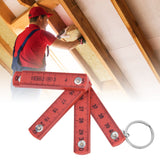 2Pcs ABS Folding Ruler Portable 0.5m Foldable Ruler with Key Ring for Carpentry Laying TilesRed